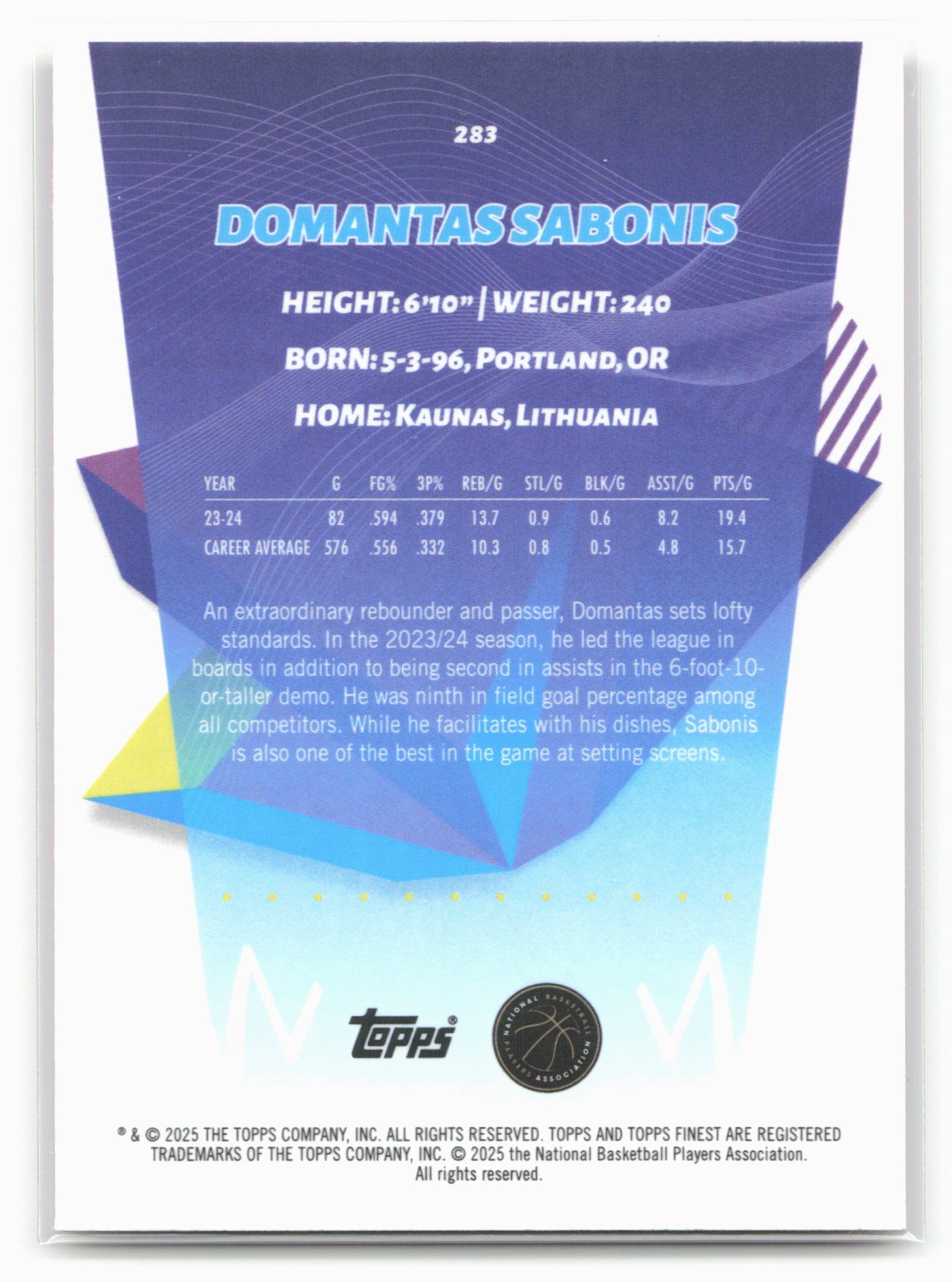 2024-25 Finest #283 Domantas Sabonis Orange X-Fractor #/150