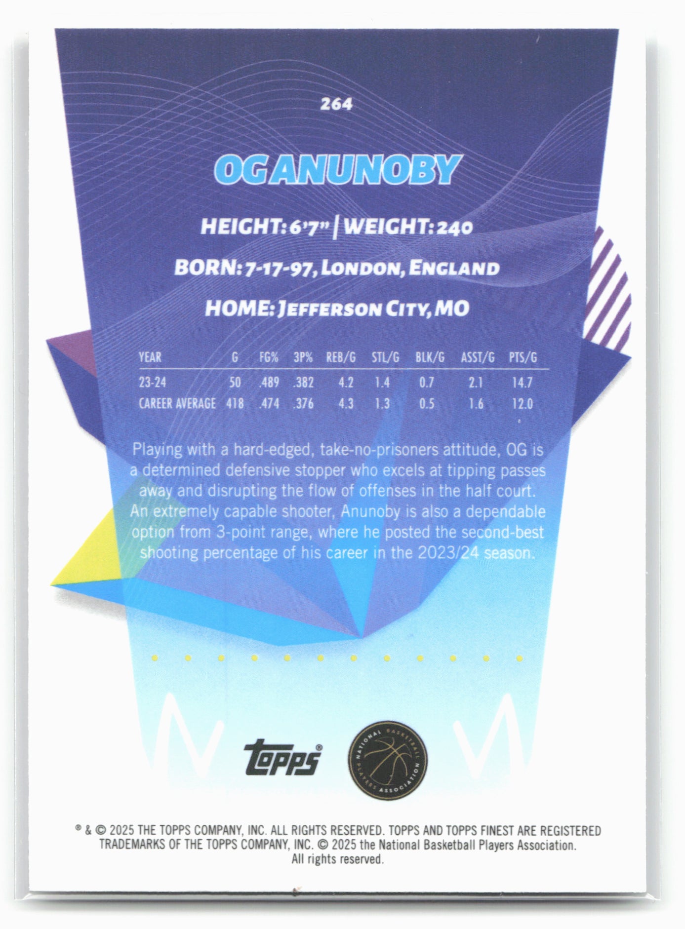 2024-25 Finest #264 OG Anunoby 19883