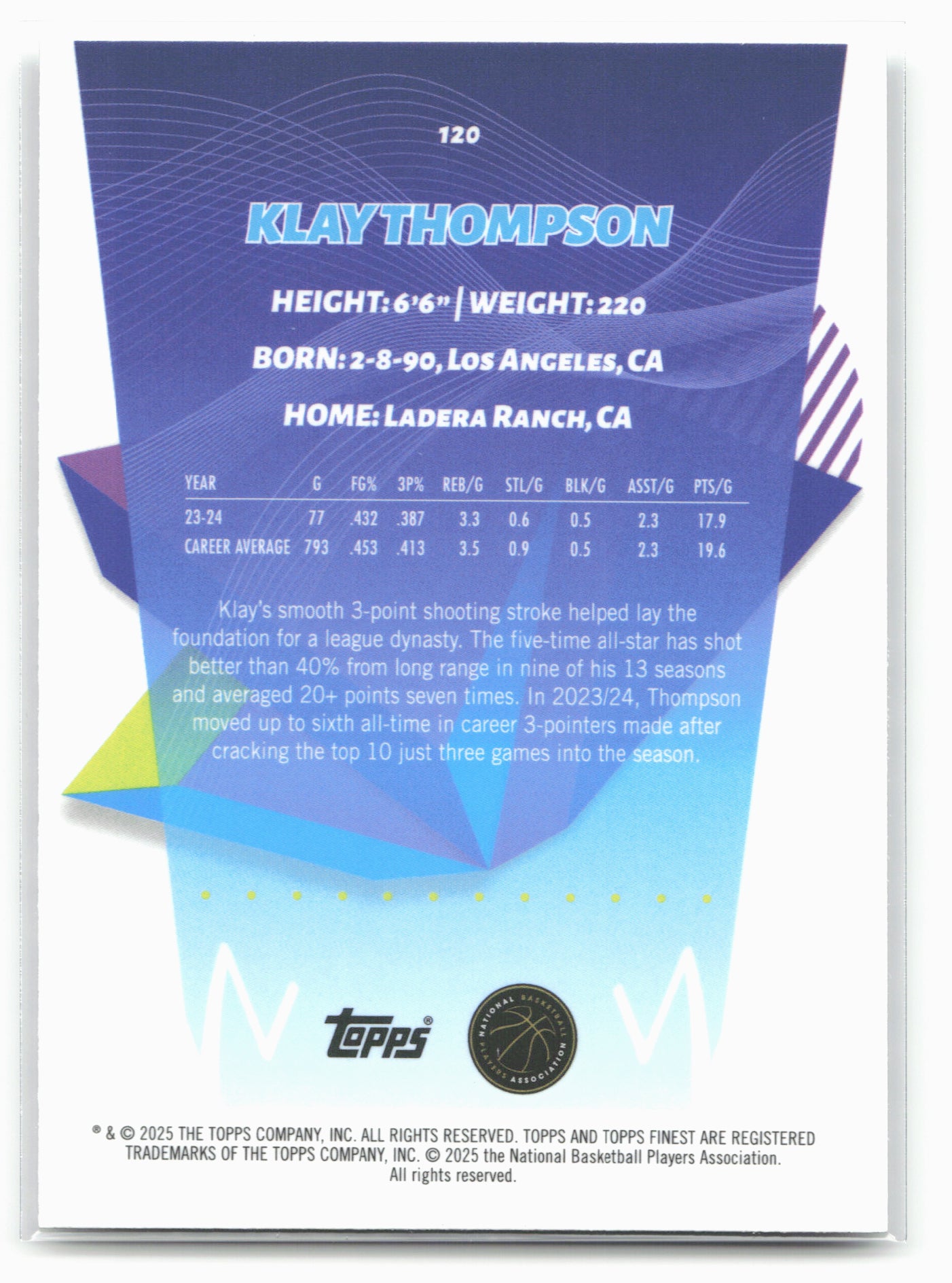 2024-25 Finest #120 Klay Thompson X-Fractor