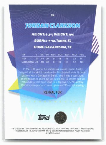 
2024-25 Finest #94 Jordan Clarkson Refractor 19892