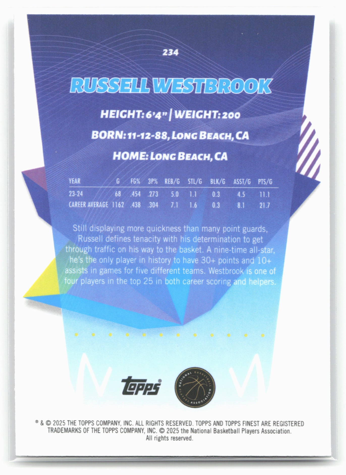 2024-25 Finest #234 Russell Westbrook 19897