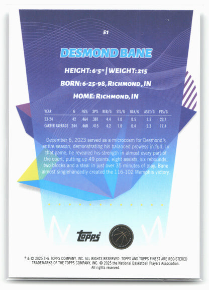 2024-25 Finest #51 Desmond Bane 19903