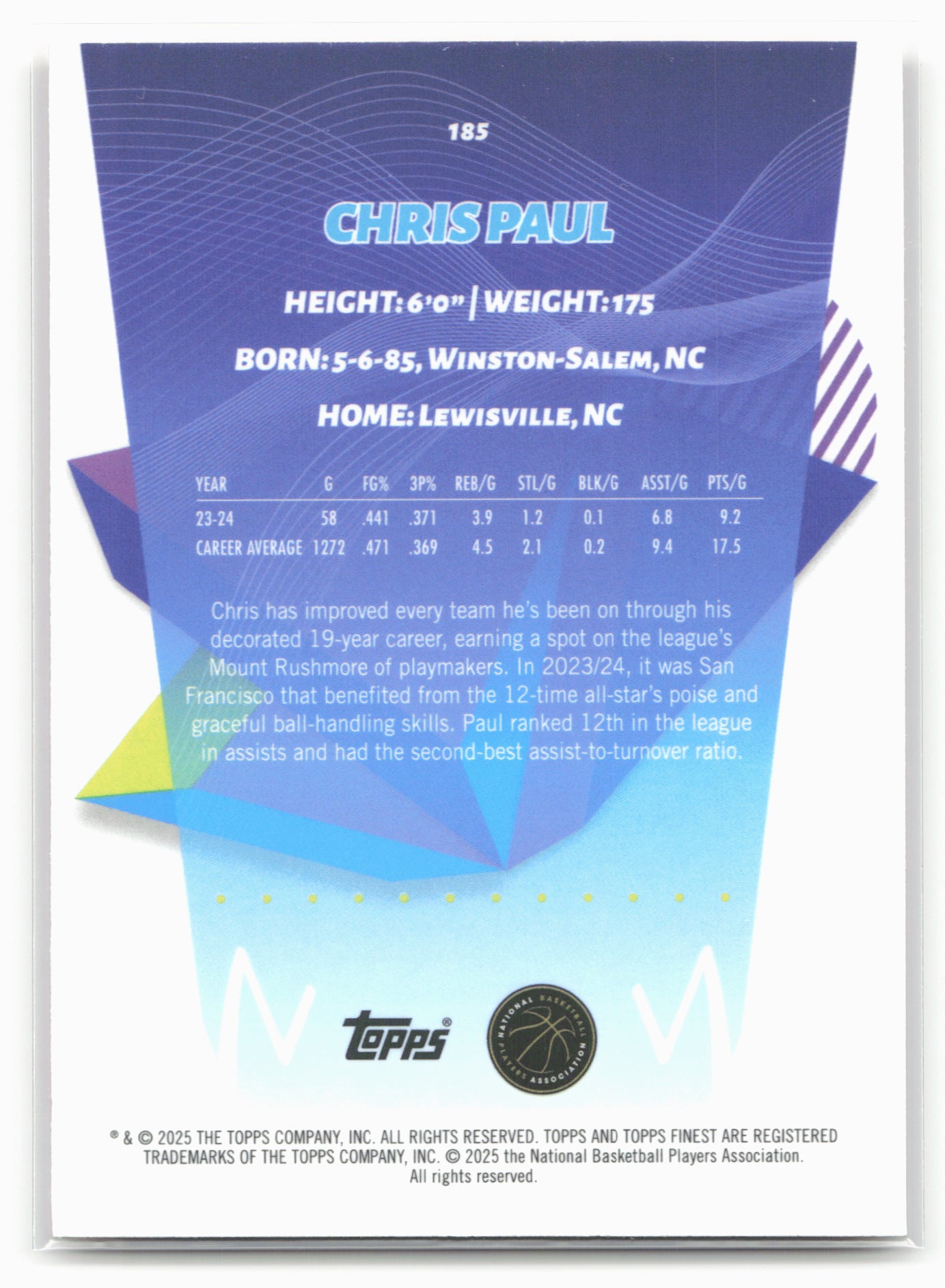 2024-25 Finest #185 Chris Paul Orange X-Fractor 19908