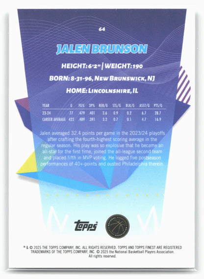 2024-25 Finest #64 Jalen Brunson 19913