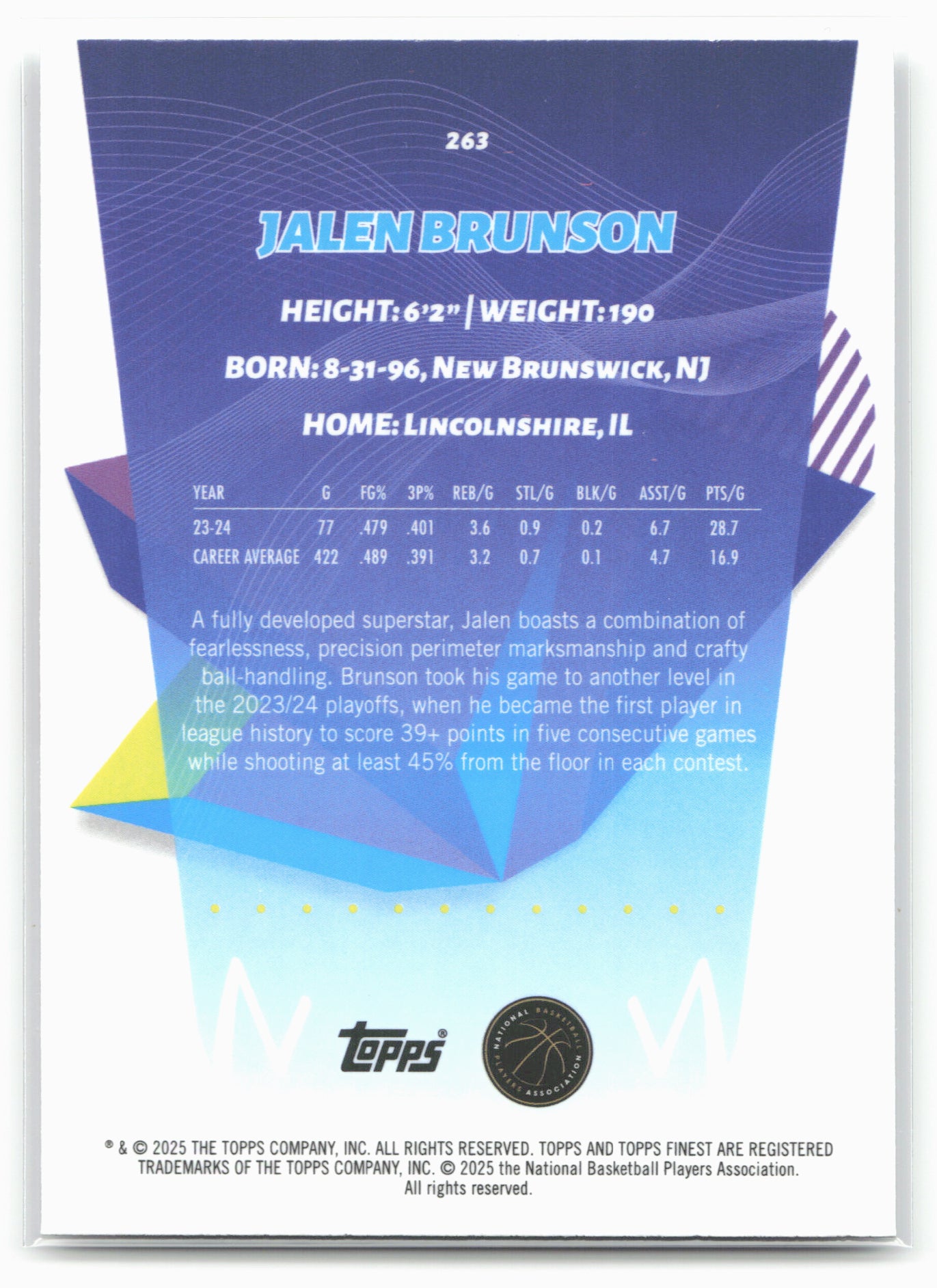 2024-25 Finest #263 Jalen Brunson 19917