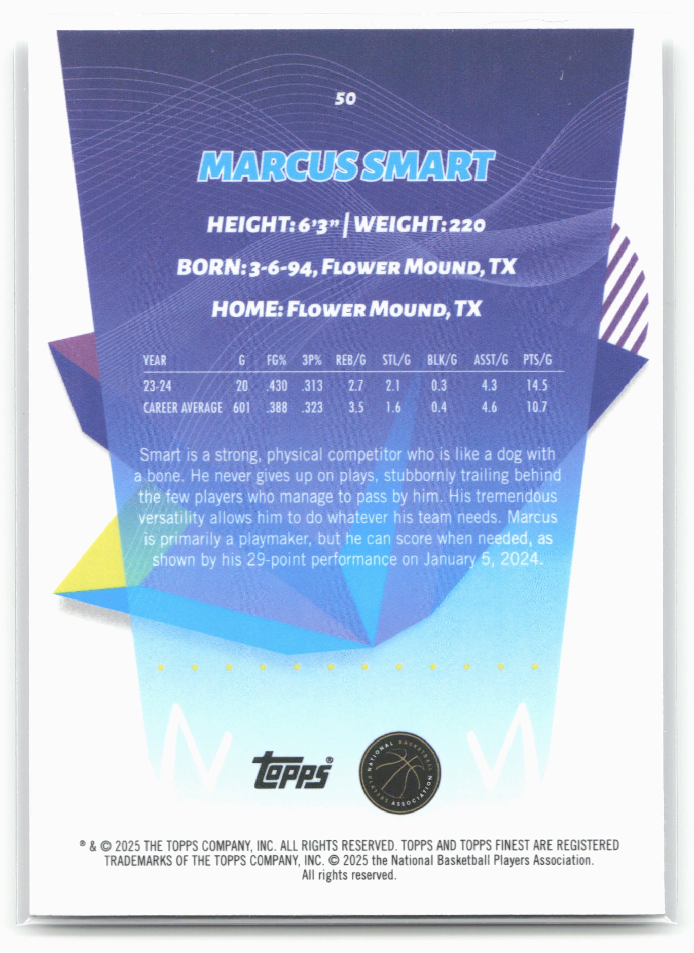 2024-25 Finest #50 Marcus Smart 19918