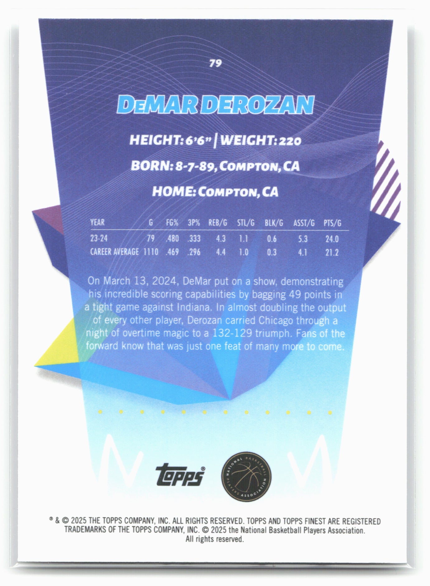 2024-25 Finest #79 DeMar Derozan 19929