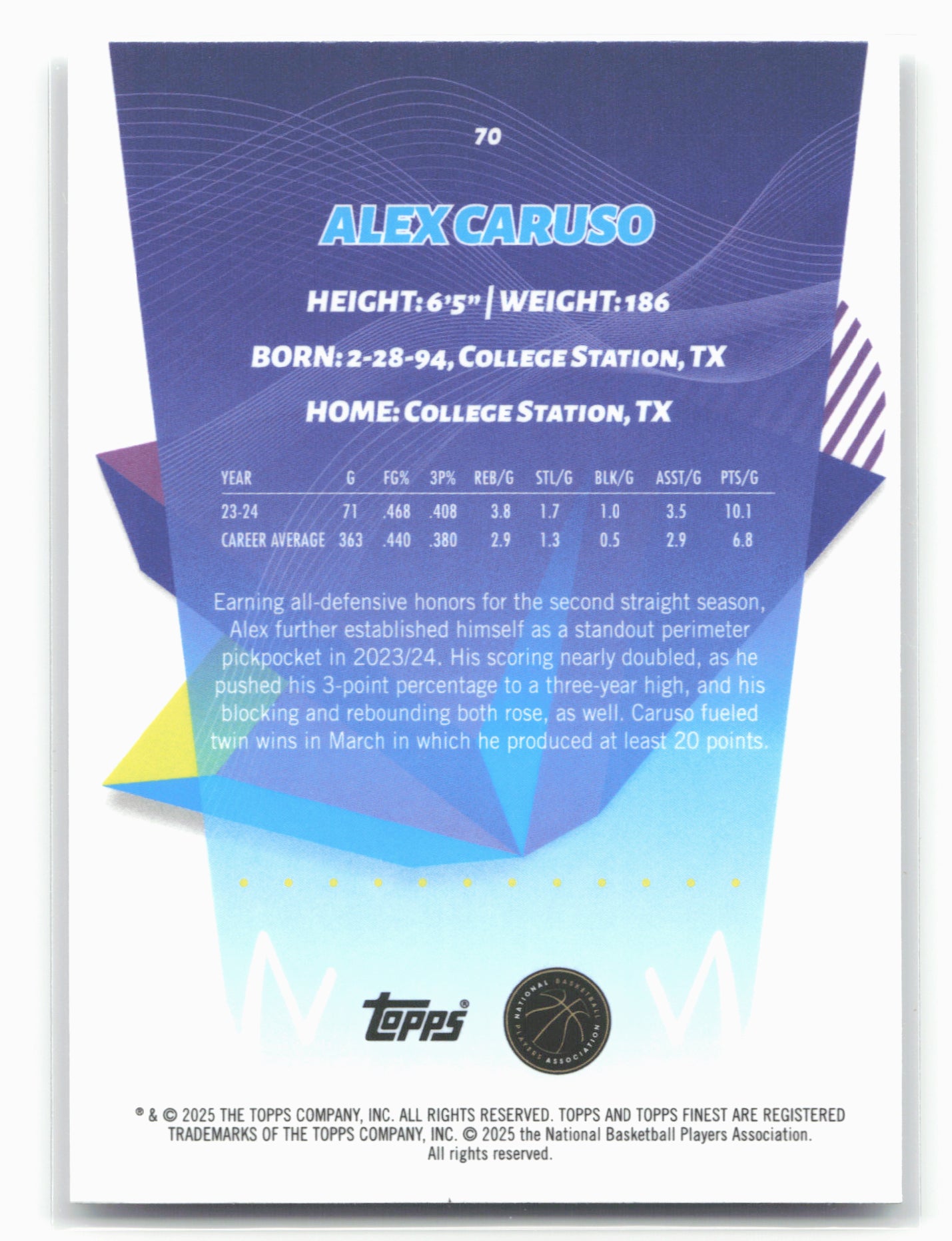 2024-25 Finest #70 Alex Caruso 19930