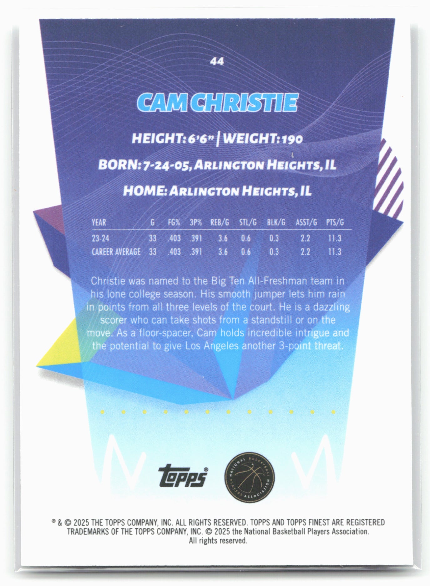 2024-25 Finest #44 Cam Christie 19932
