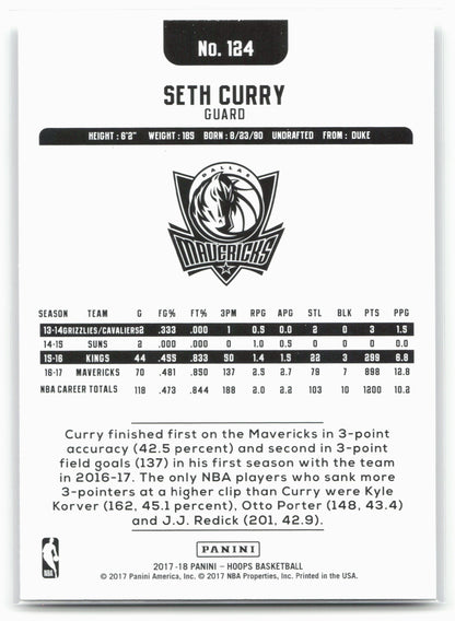 2017-18 Hoops #124 Seth Curry