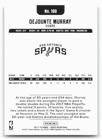 
2017-18 Hoops #199 Dejounte Murray