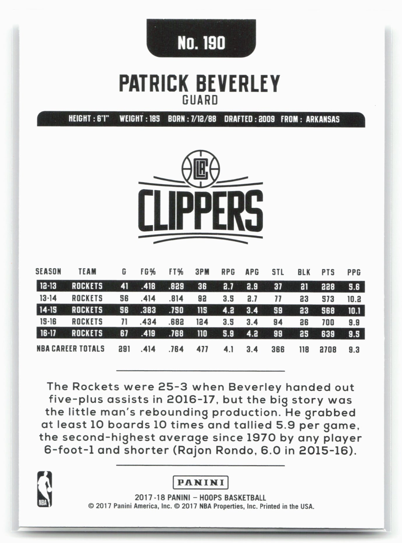 2017-18 Hoops #190 Patrick Beverley