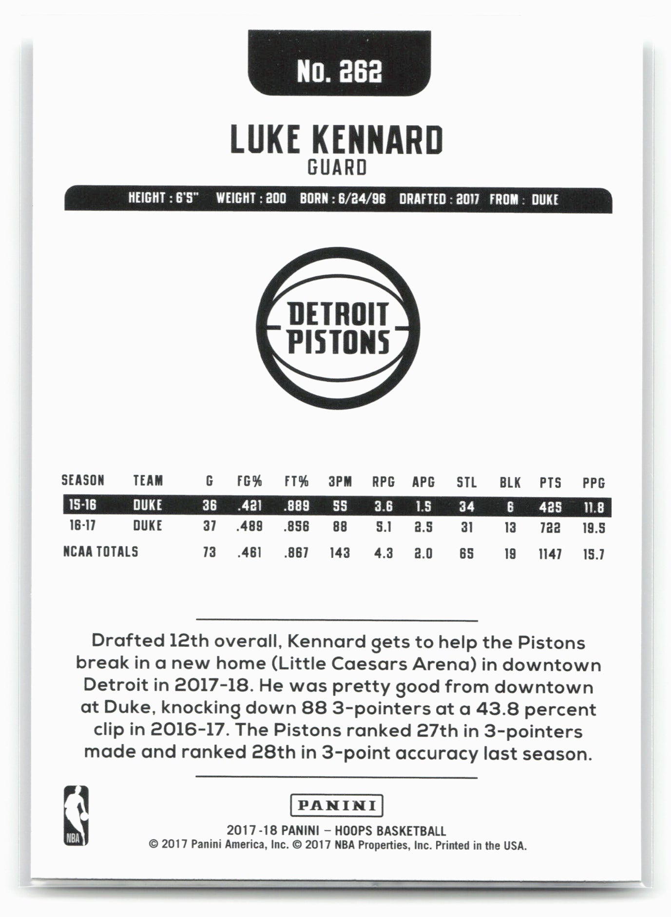 2017-18 Hoops #262 Luke Kennard