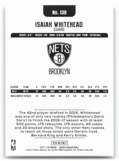 2017-18 Hoops #139 Isaiah Whitehead