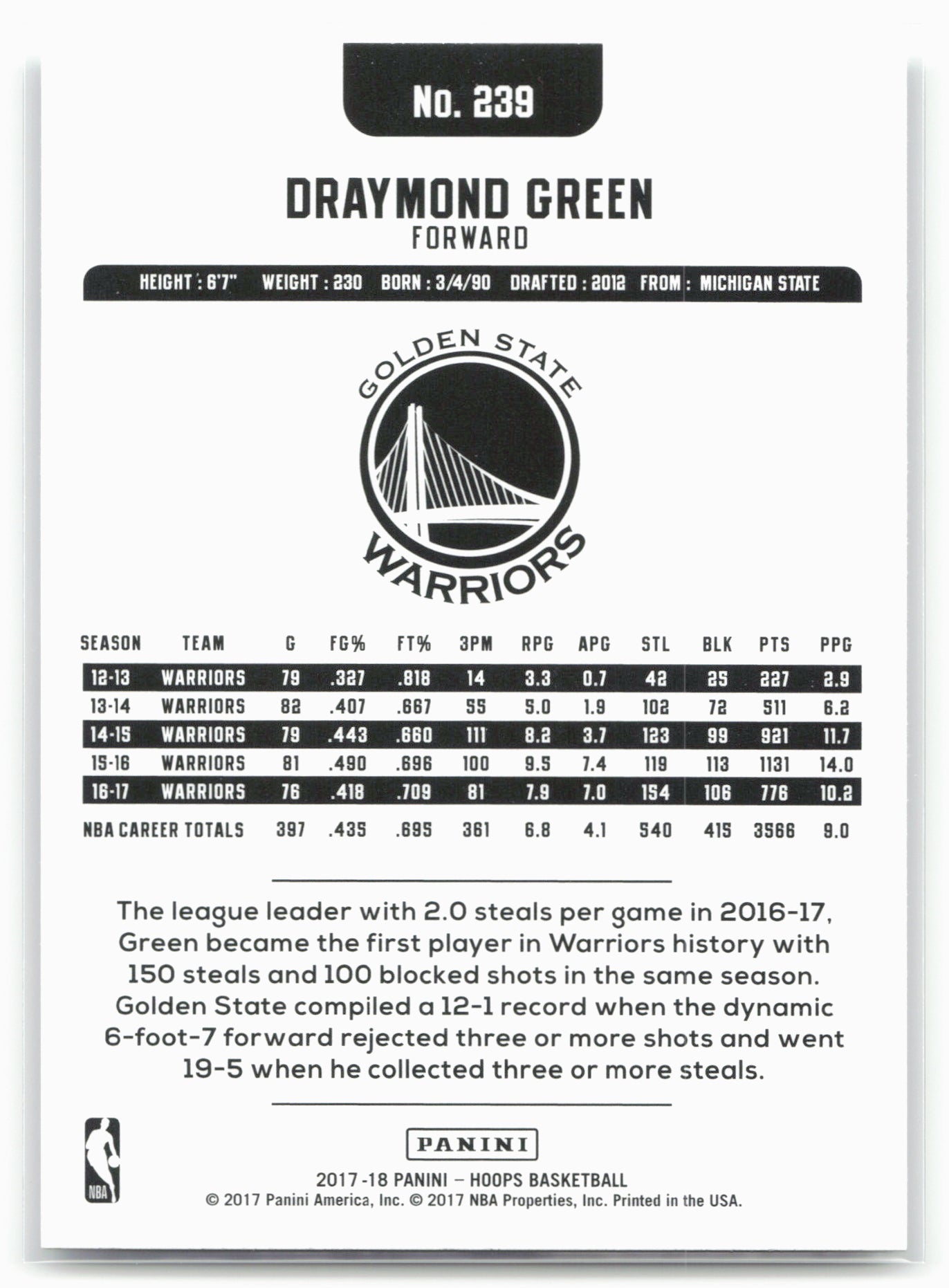 2017-18 Hoops #239 Draymond Green