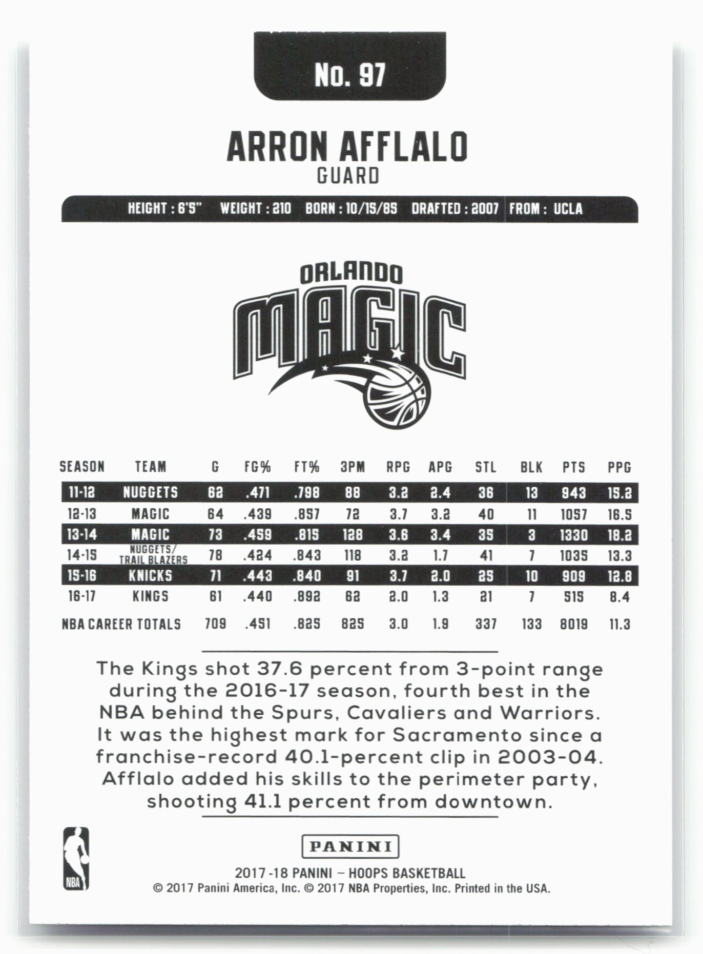 2017-18 Hoops #97 Arron Afflalo