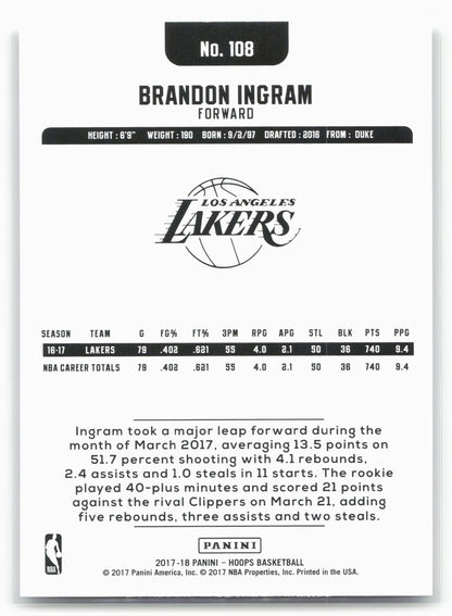 2017-18 Hoops #108 Brandon Ingram