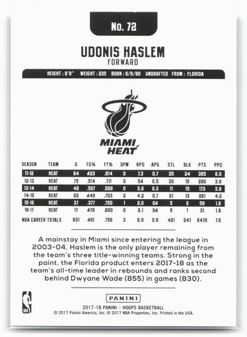 
2017-18 Hoops #72 Udonis Haslem