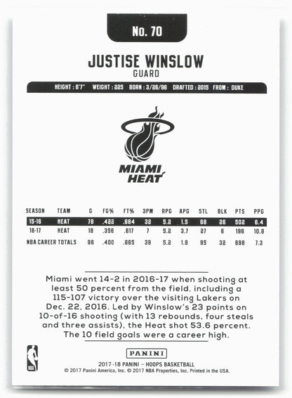 2017-18 Hoops #70 Justise Winslow