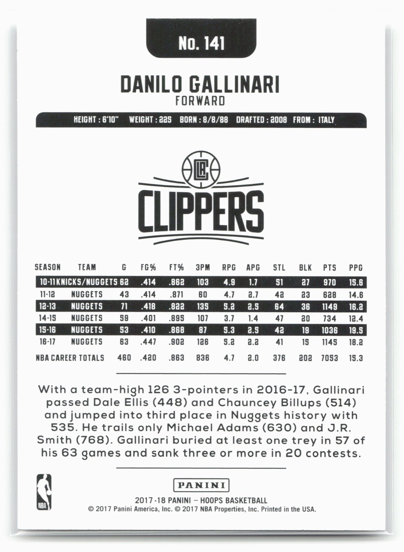 2017-18 Hoops #141 Danilo Gallinari
