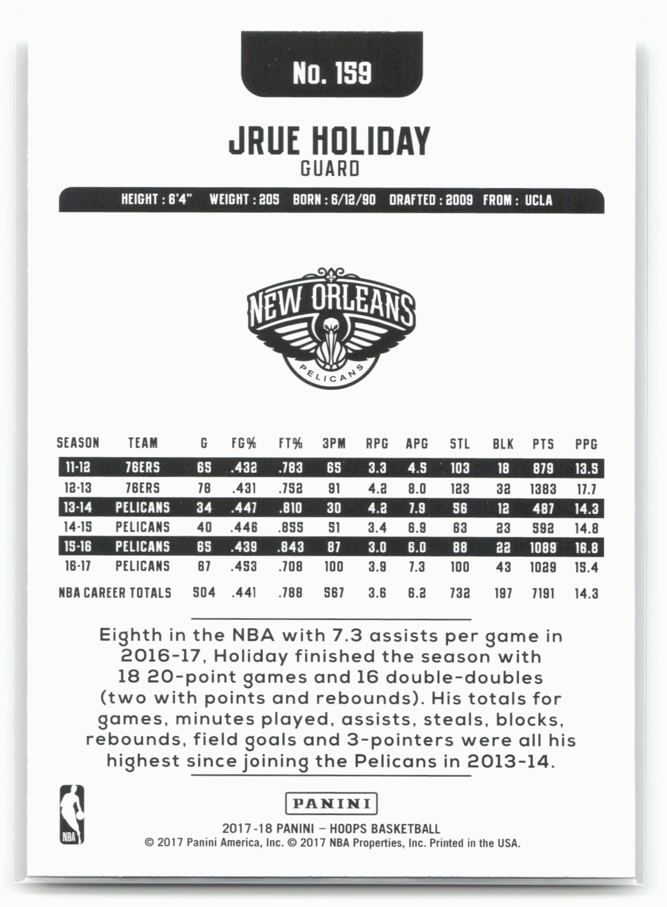 2017-18 Hoops #159 Jrue Holiday