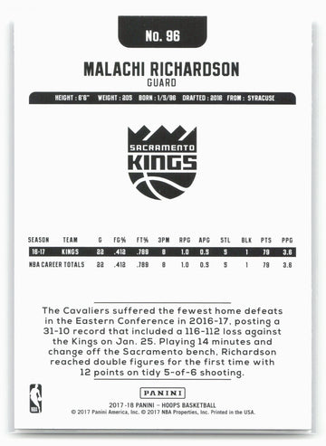 
2017-18 Hoops #96 Malachi Richardson