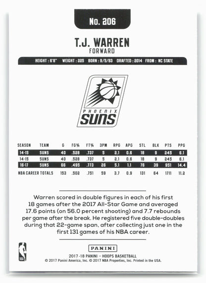 2017-18 Hoops #206 T.J. Warren