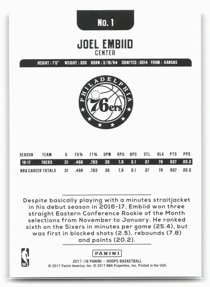 2017-18 Hoops #1 Joel Embiid