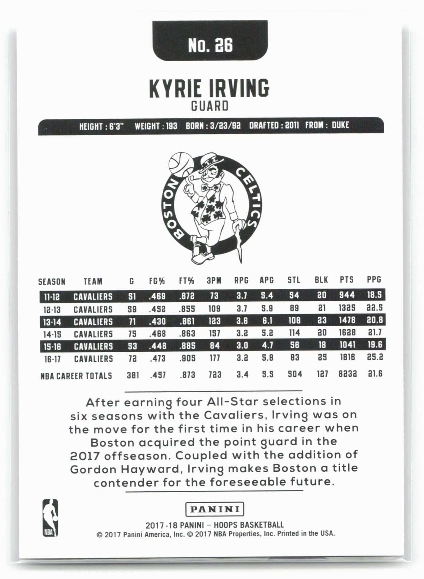 2017-18 Hoops #26 Kyrie Irving