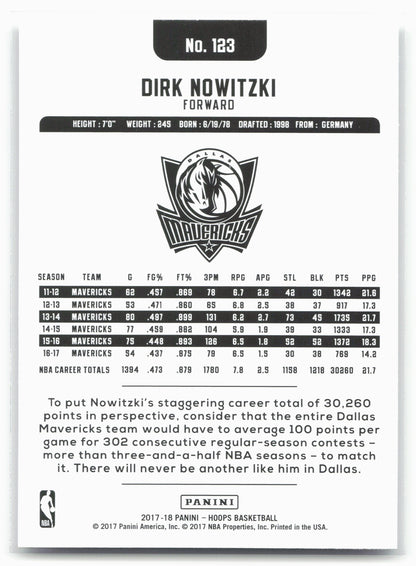 2017-18 Hoops #123 Dirk Nowitzki