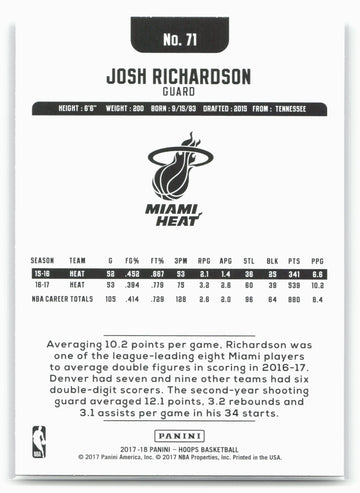 
2017-18 Hoops #71 Josh Richardson
