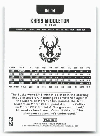 2017-18 Hoops #14 Khris Middleton