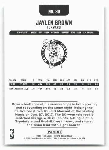 
2017-18 Hoops #35 Jaylen Brown
