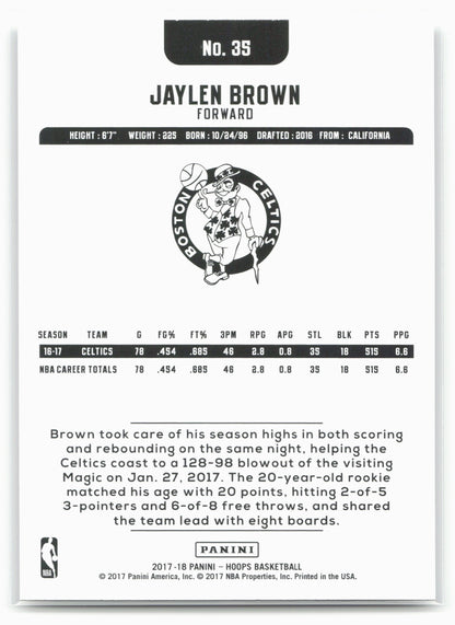 2017-18 Hoops #35 Jaylen Brown