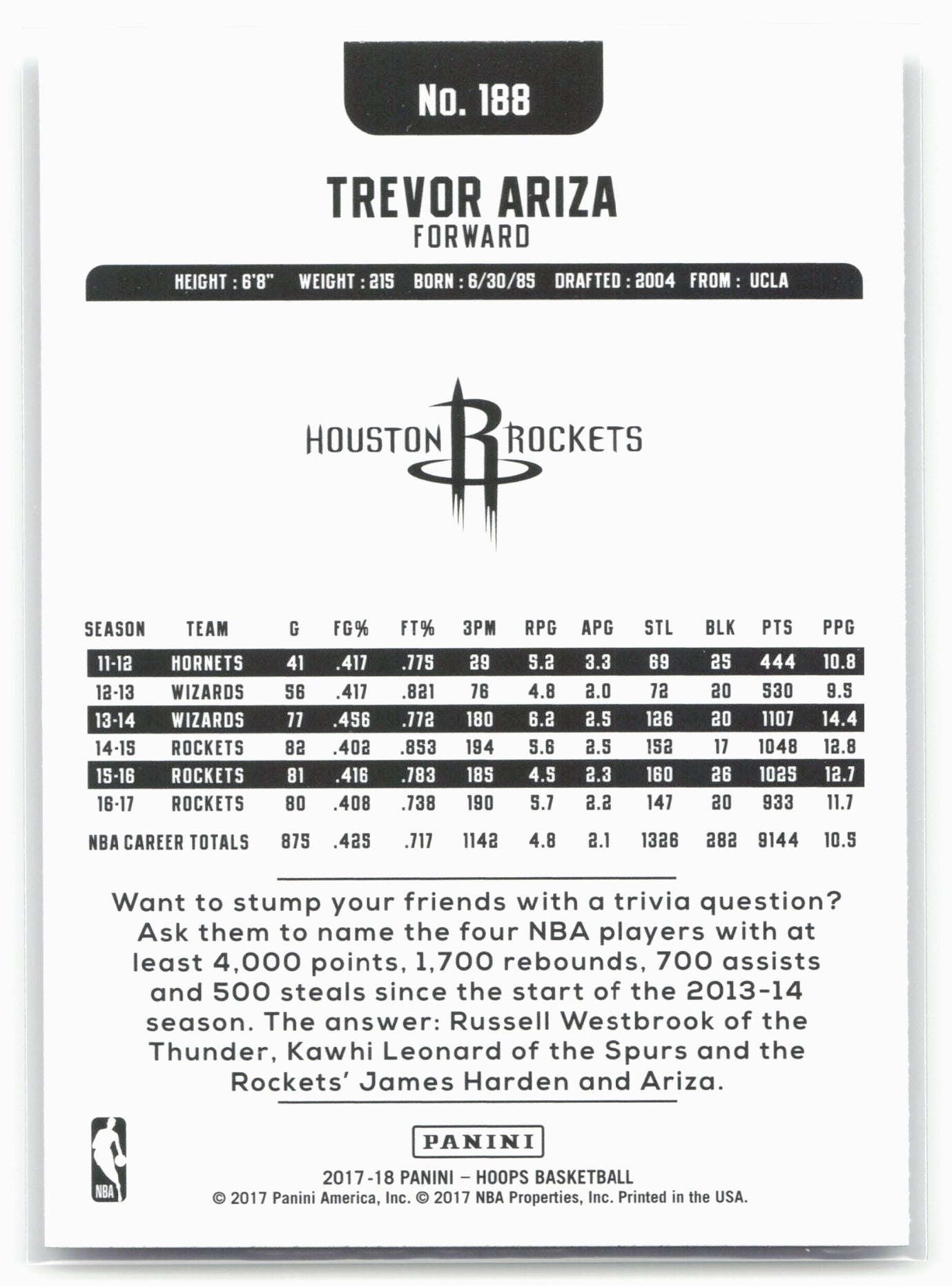 2017-18 Hoops #188 Trevor Ariza