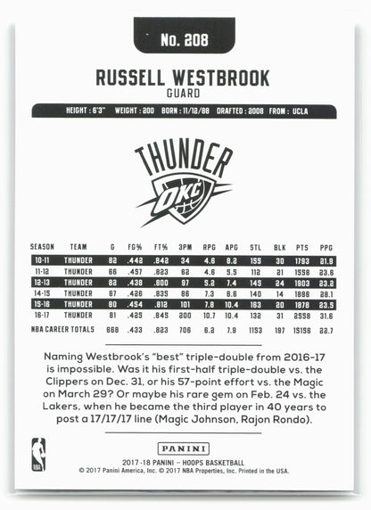 2017-18 Hoops #208 Russell Westbrook