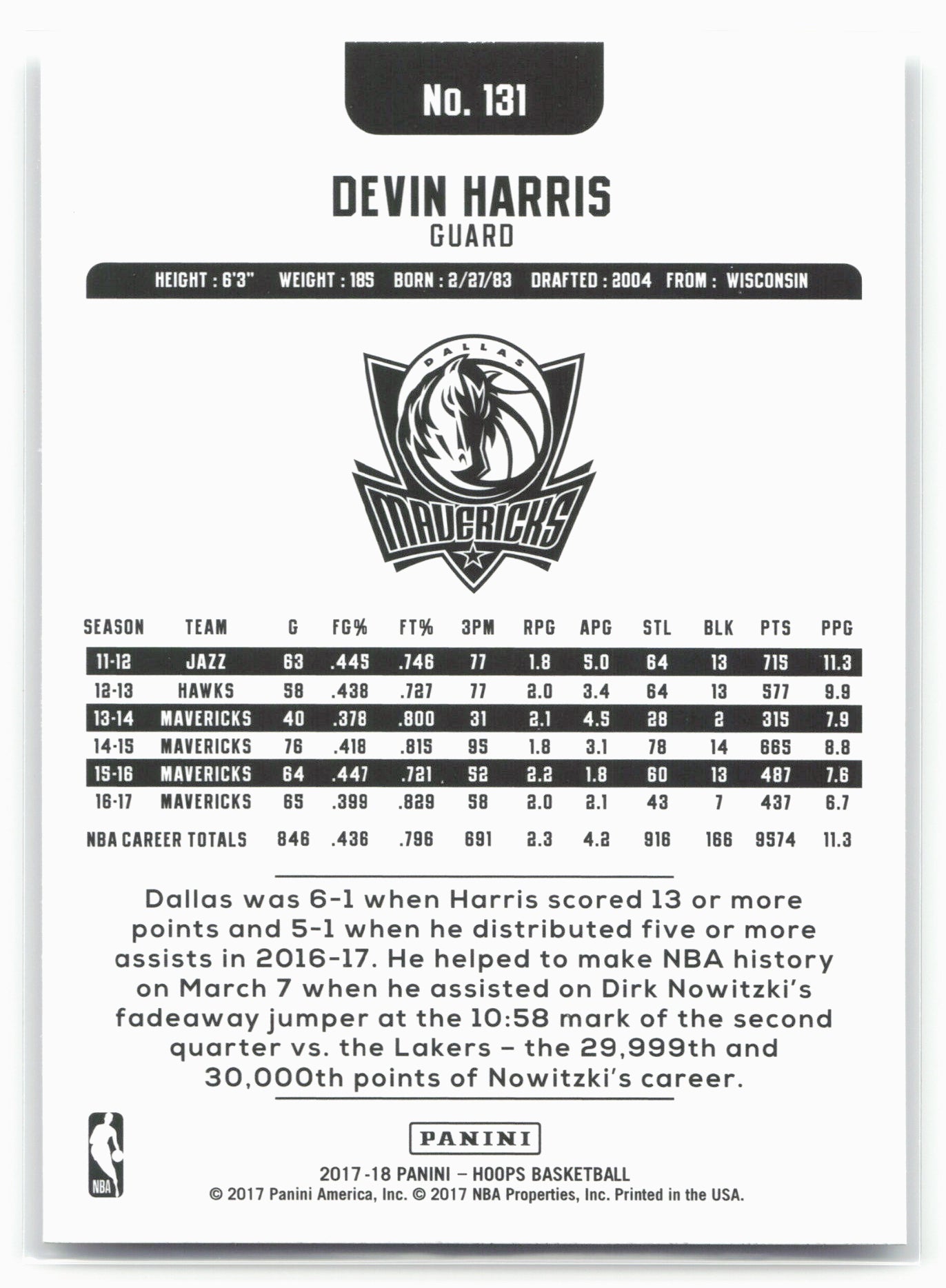 2017-18 Hoops #131 Devin Harris