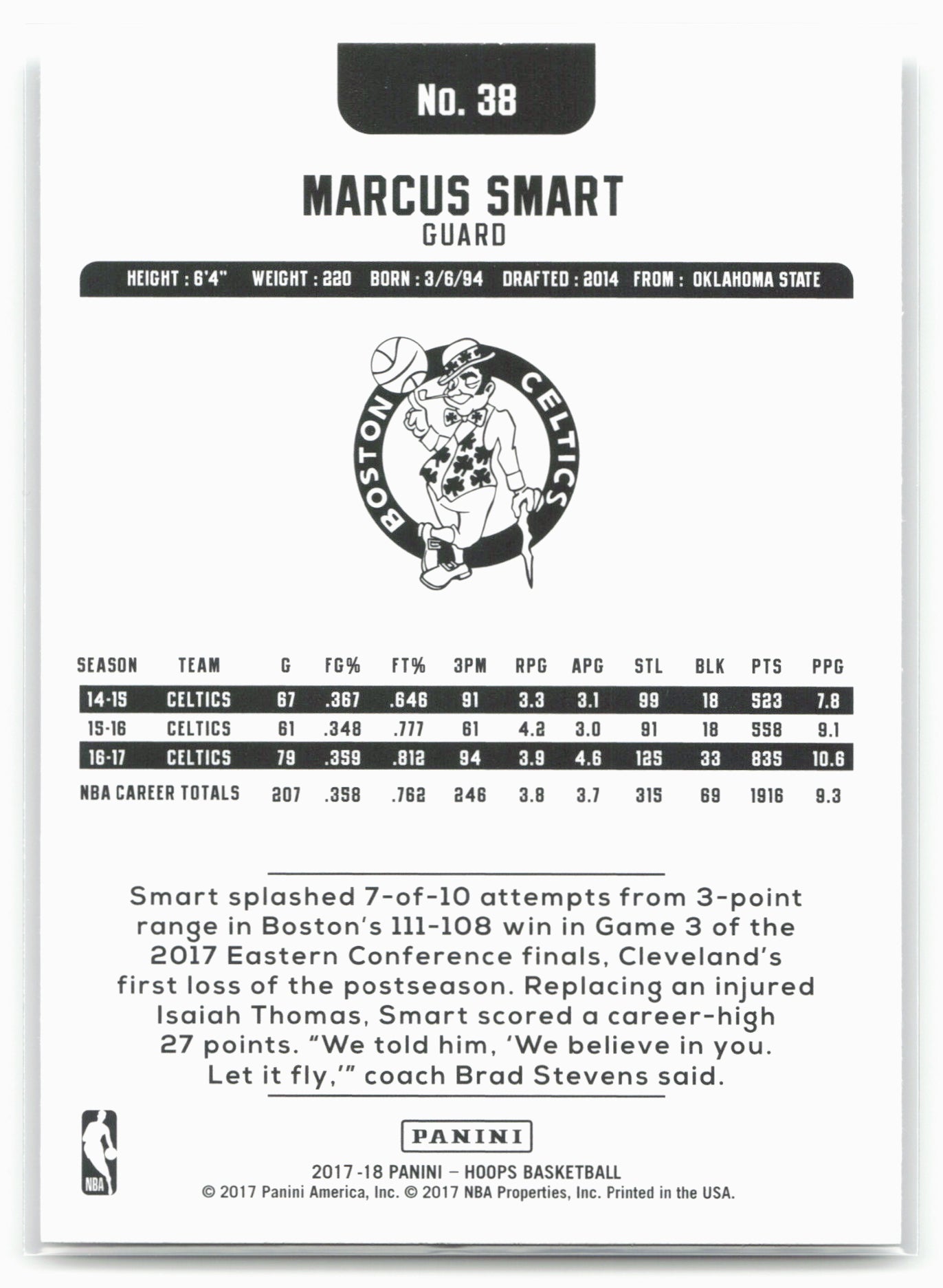 2017-18 Hoops #38 Marcus Smart