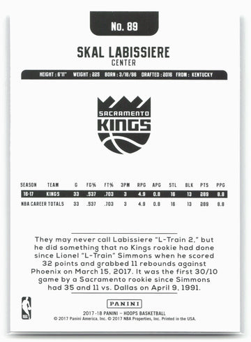 
2017-18 Hoops #89 Skal Labissiere