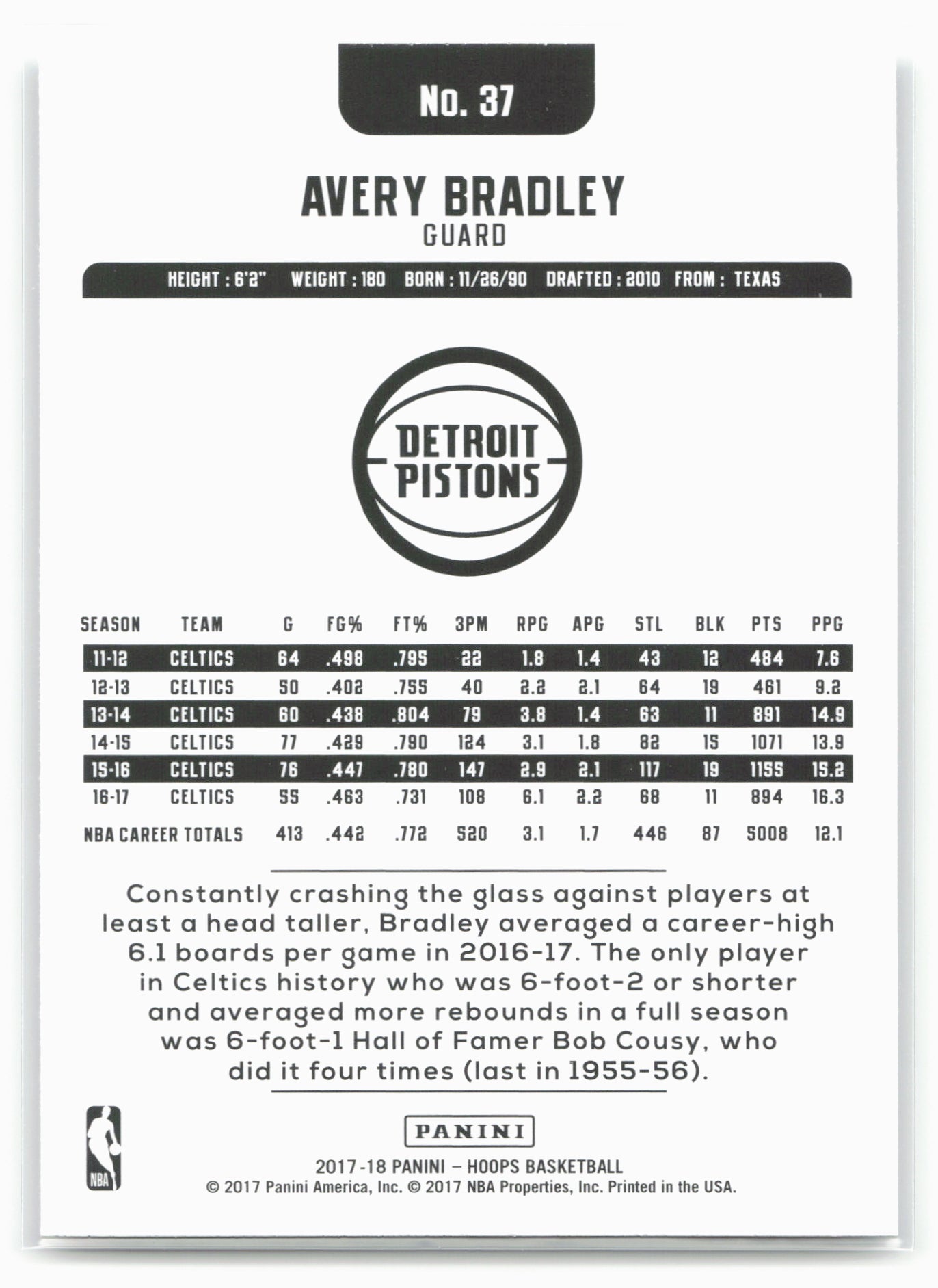 2017-18 Hoops #37 Avery Bradley