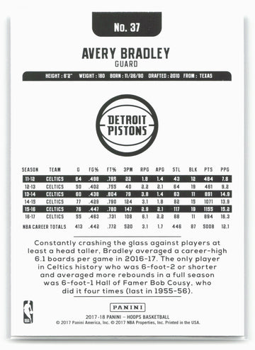 
2017-18 Hoops #37 Avery Bradley