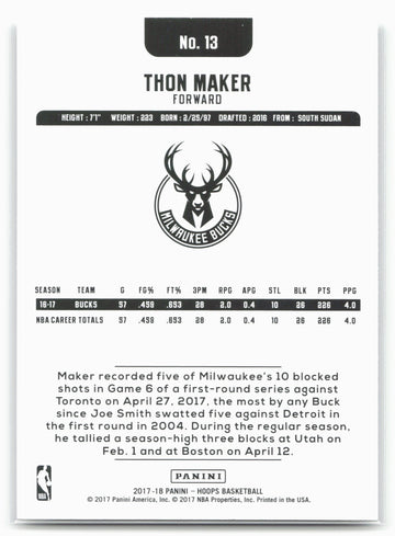 
2017-18 Hoops #13 Thon Maker