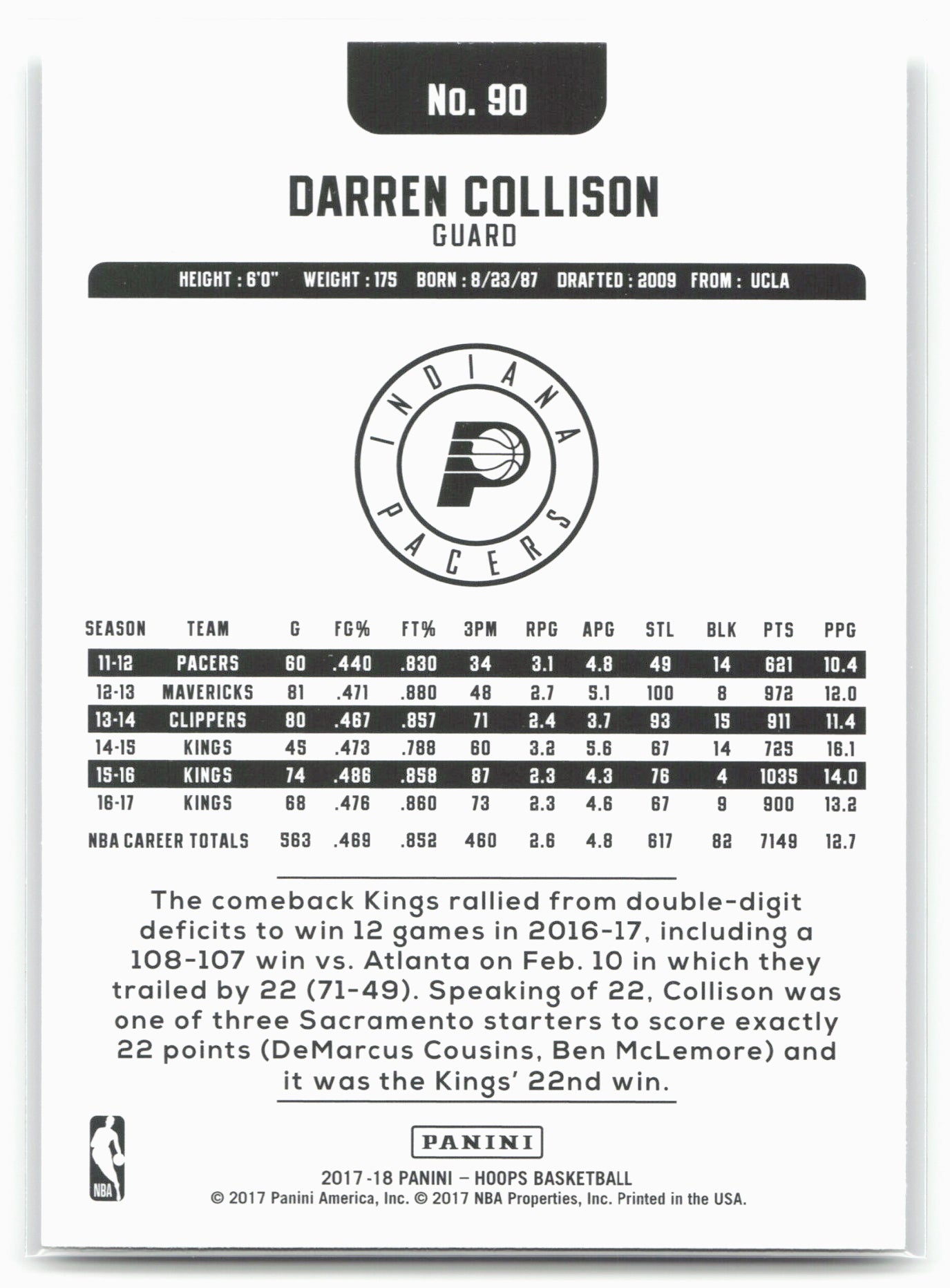 2017-18 Hoops #90 Darren Collison