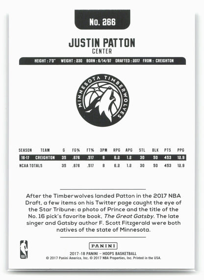 2017-18 Hoops #266 Justin Patton