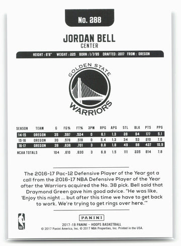 
2017-18 Hoops #288 Jordan Bell
