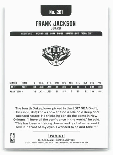 
2017-18 Hoops #281 Frank Jackson