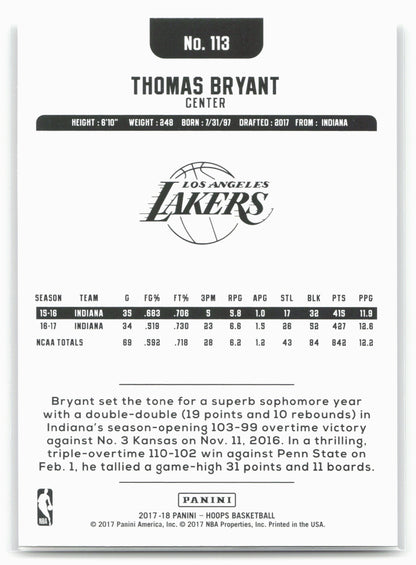 2017-18 Hoops #113 Thomas Bryant