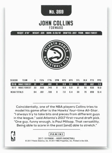 
2017-18 Hoops #269 John Collins