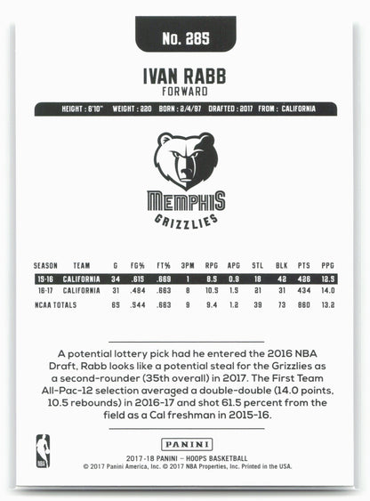 2017-18 Hoops #285 Ivan Rabb