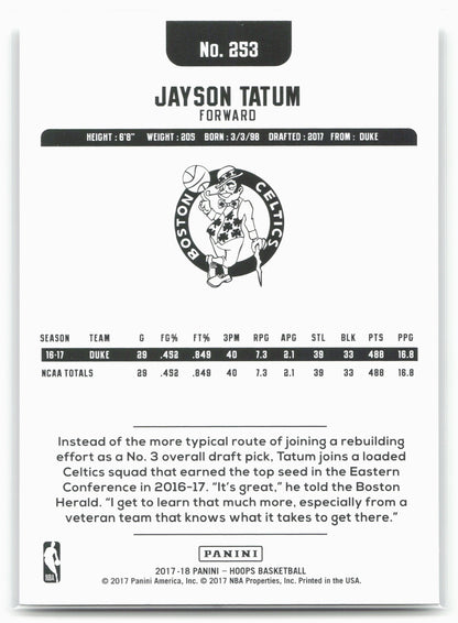 2017-18 Hoops #253 Jayson Tatum